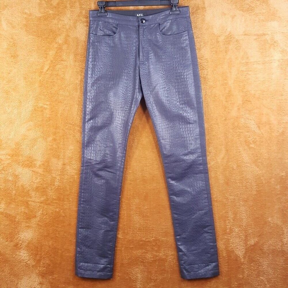 APC Womens Jeans Size 34 Gray Skinny Croc Embossed Poly Cotton Blend Stretch